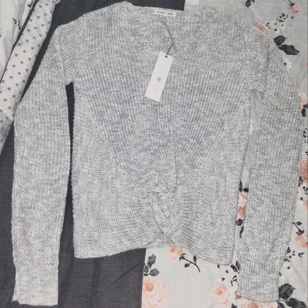 Twist front sweater